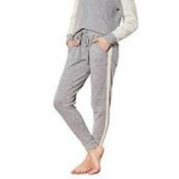 Flora Nikrooz Gray Fleece Jogger with Lace Trim - Picture 1 of 12